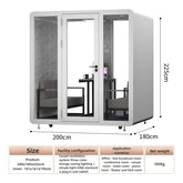 Homelements 4 Persons 2.0x1.8x2.25m White & Black Metal Plate Model Mobile Soundproof Room Home Live Broadcast Room Singing Cabin Recording Studio Indoor Telephone Booth Piano Sleeping Soundproof Silent Cabin